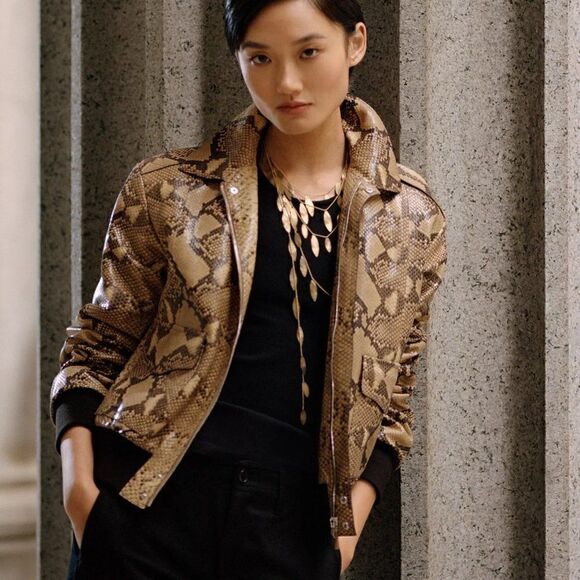 Ralph Lauren Collection Italian Tan Python Western Flame Stitch Hobo Handbag - Picture 10 of 16